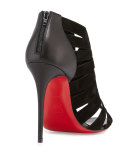 Toot Mignonne Caged Open-Toe Red Sole Bootie, Black
