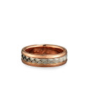 Gents Center Weave Wedding Band Ring in Brushed Rose Gold & Platinum, Size 10.5