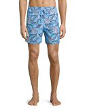 Moorea Sailboat-Print Swim Trunks, Blue