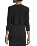 3/4-Sleeve Open-Front Shrug, Black