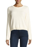 Misha Shredded-Trim Sweater, Ivory