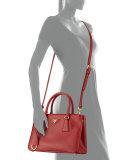 Saffiano Double-Zip Mini Crossbody, Red (Fuoco)