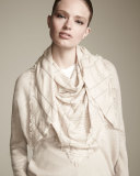 Cashmere/Silk Triangle Scarf with Monili, Desert 