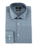 Juan Mini-Check with Windowpane Slim-Fit Dress Shirt, Teal