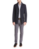Wool Jersey Car Coat, Navy