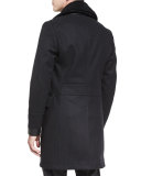 Shearling-Collar Melange Overcoat