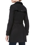 Daylesmoore Wool-Blend Zip-Pocket Trench Coat, Black