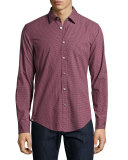 Fancy-Print Sport Shirt, Dark Purple