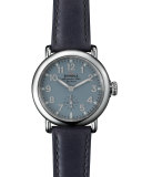The Runwell Stainless Steel Slate Watch with Leather Strap, 36mm