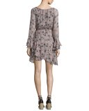 Gracey Long-Sleeve Printed Blouson Dress, Multipattern