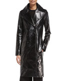 Roza Lambskin Long Coat, Black
