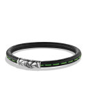 Men's Leather Bracelet with Green Detail