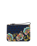 Paradise Zip-Top Wristlet, Dark Blue