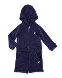 Quinten Hooded Sweatshirt w/ Shorts, Navy, Size 6M-3