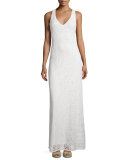Aster Knit Lace Racerback Maxi Dress, White 