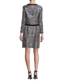Beaded-Trim Silk Georgette Shell, Frost/Multi