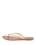Terra Flat Patent Thong Sandal, Sun Beige