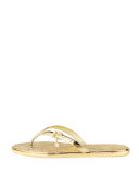 Emory Buckle Flat Thong Sandal, Gold