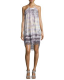 Trischa Tie-Dye Racerback Mini Dress, Charcoal Water