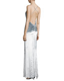 Velvet Sleeveless Mermaid Gown, Silver