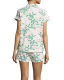 Camellia Floral-Print Shorty Pajama Set, Pink