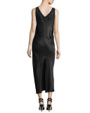 Sleeveless V-Neck Midi Dress, Black