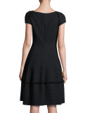 Kovalic Full-Skirt Cap-Sleeve Dress, Black
