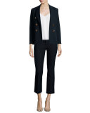 Double-Breasted Cotton-Blend Jacket, Midnight