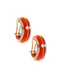 Orange Enamel & Sapphire Earrings with Diamonds