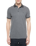 Tipped Pique Short-Sleeve Polo Shirt, Gray