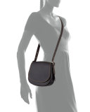 Contrast-Edge Leather Saddle Bag, Black