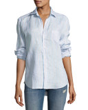Eileen Multi-Stripe Shirt, Turquoise/Orange