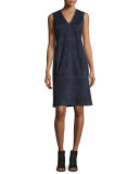 Suede Sleeveless Sheath Dress