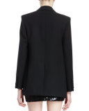 Peak-Lapel One-Button Tuxedo Coat, Black