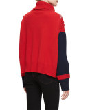 Pixel Cashmere Turtleneck Sweater, Red/Gray/Navy