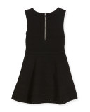 Sleeveless Stretch Jacquard Fit-and-Flare Dress, Size 8-14