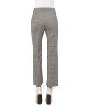 Cara Check-Print Ankle Pants, Black/Moonstone
