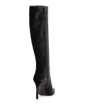 Hyper Pointed-Toe Velvet Knee Boot, Smoke