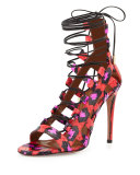Amazon Strappy Snakeskin Sandal, Candy Lipstick