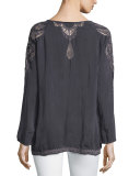 Jewel Georgette Lace-Inset Tunic, Plus Size
