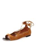 Vernie Flat Suede Lace-Up Sandal, Canyon/Steel