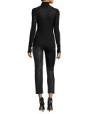 Cropped Napa Leather Leggings, Black