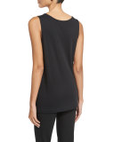 Scoop-Neck Cotton Interlock Tunic/Tank, Black