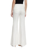 Donna Linen Flare Pants, White