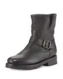 Natalie Leather Short Boot, Black