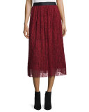 Mikaela Pleated Lace Midi Skirt