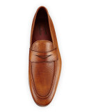 Pebbled Leather Penny Loafer, Cognac