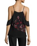 Wesley Cold-Shoulder Combo Silk Top