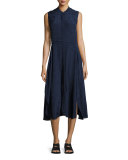 Casside Sleeveless Jacquard Midi Dress, Blue