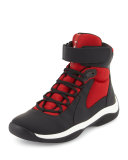 America's Cup Men's High-Top Sneaker, Black/Red